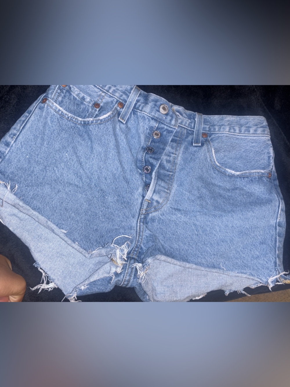 Levi's Light Blue Button-Fly Cutoff Denim Shorts
